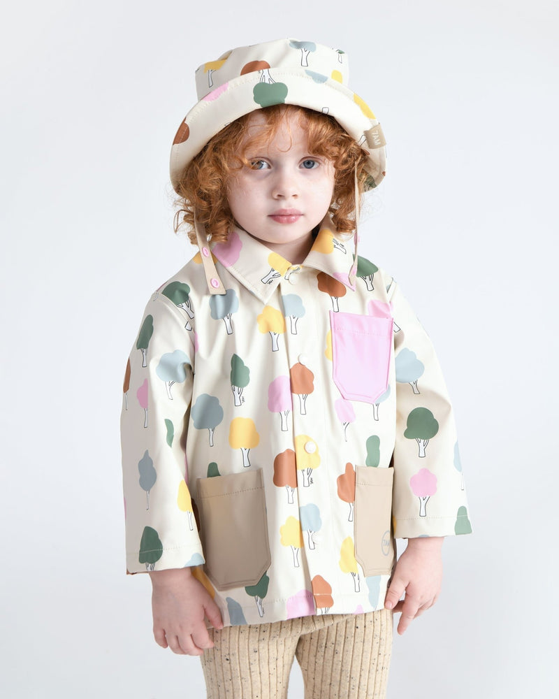 7AM - Rain Bucket Hat Mother & Baby Tree Beige 4 - 6Y