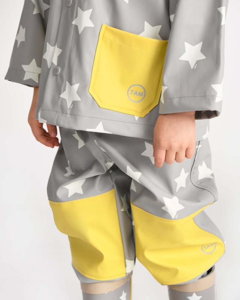 7AM - Rain Worker Jacket Apparel & Accessories Rainy Stars Yellow 18 - 24M