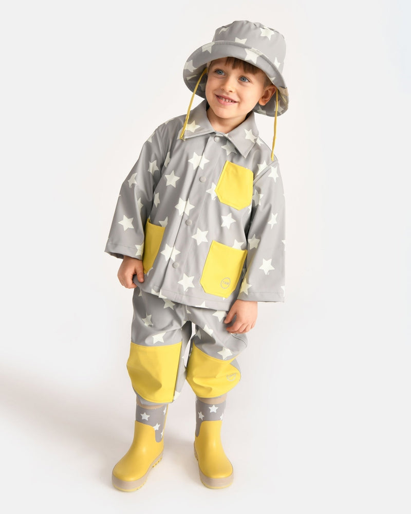 7AM - Rain Worker Jacket Apparel & Accessories Rainy Stars Yellow 18 - 24M