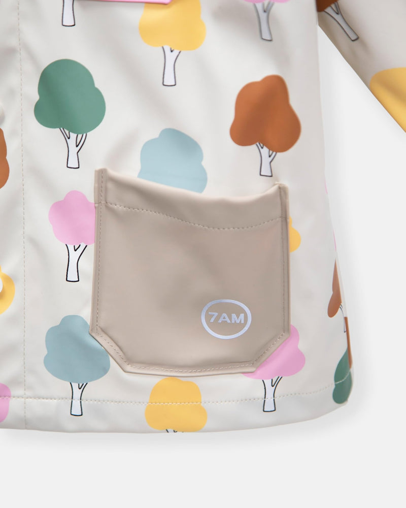 7AM - Rain Worker Jacket Apparel & Accessories Rainy Trees Beige 18 - 24M