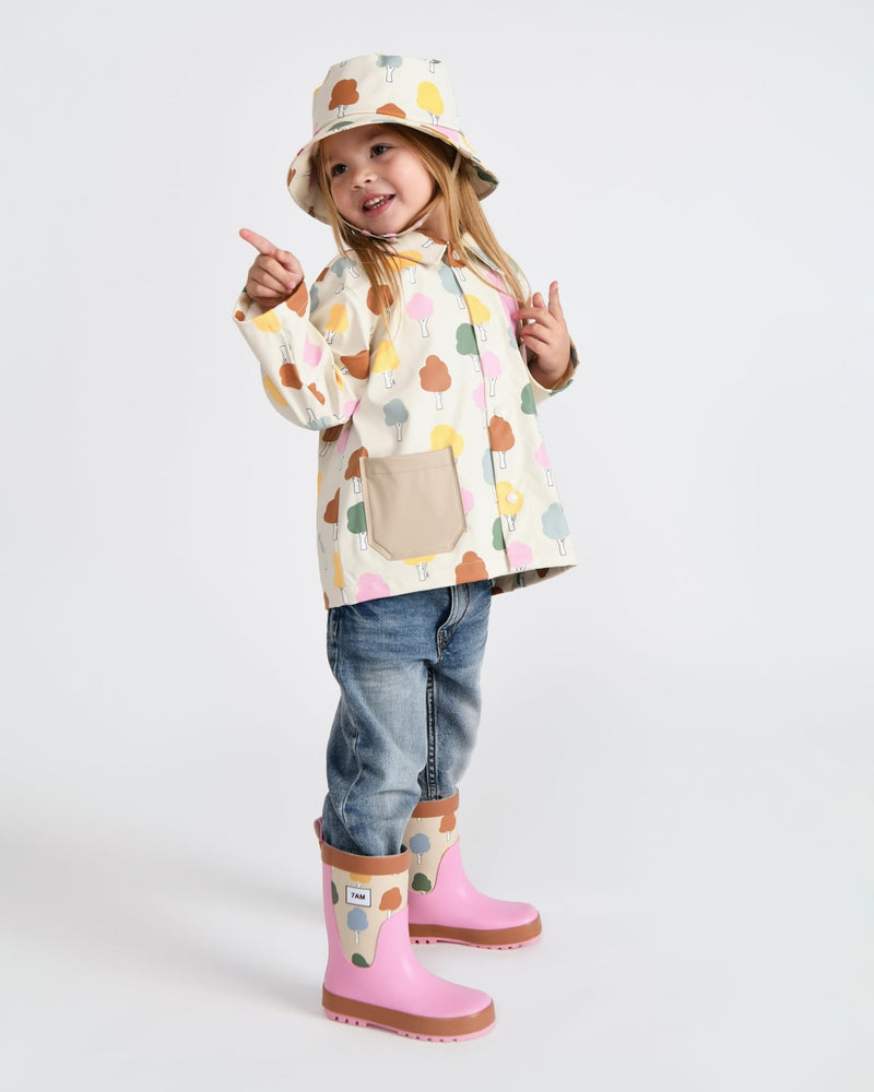 7AM - Rain Worker Jacket Apparel & Accessories Rainy Trees Beige 18 - 24M