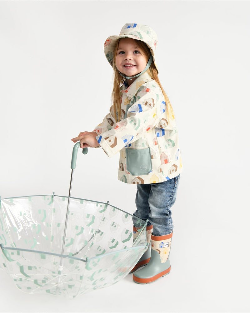 7AM - Rain Worker Jacket Apparel & Accessories Rainy Trees Beige 18 - 24M