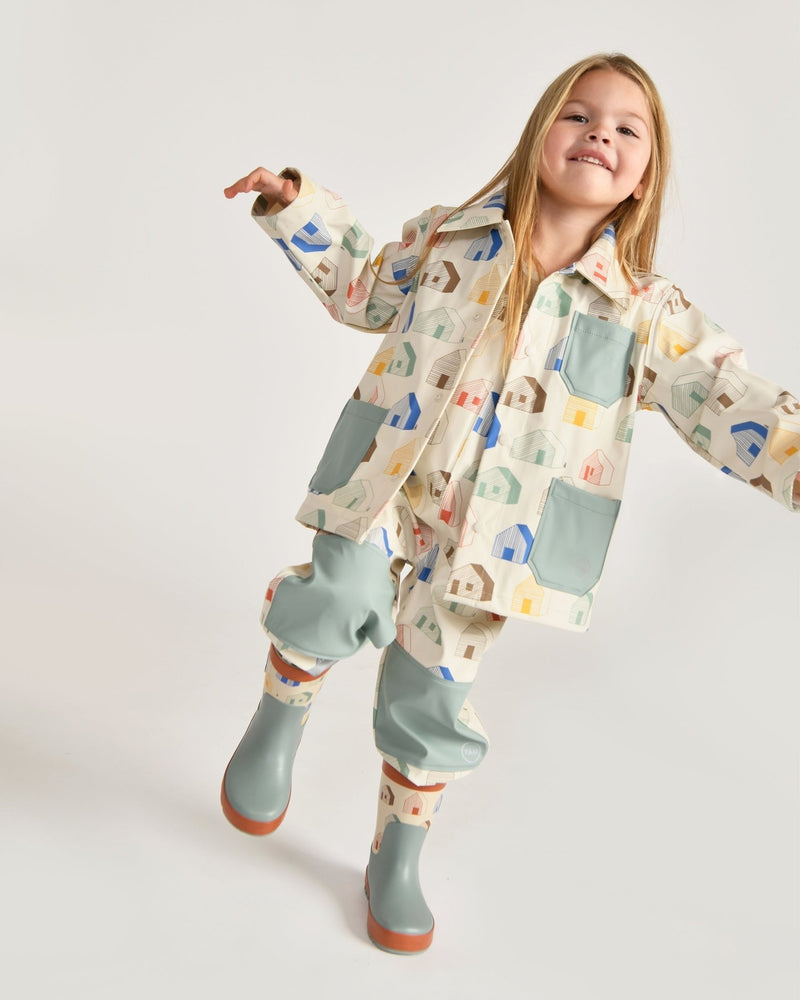 7AM - Rain Worker Jacket Apparel & Accessories Rainy Trees Beige 18 - 24M