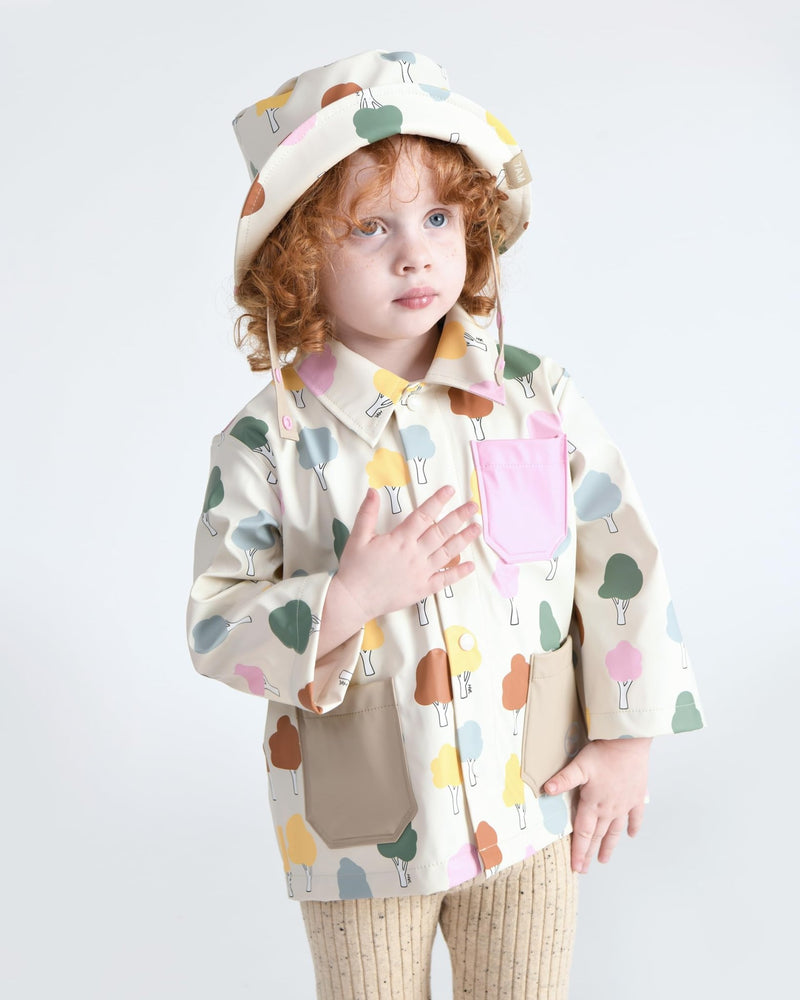 7AM - Rain Worker Jacket Apparel & Accessories Rainy Trees Beige 18 - 24M