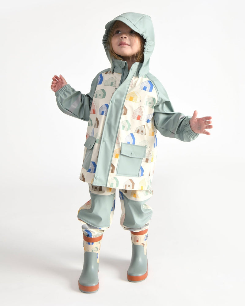 7AM - Rainwear Jacket Apparel & Accessories Rainy Houses Teal 18 - 24M