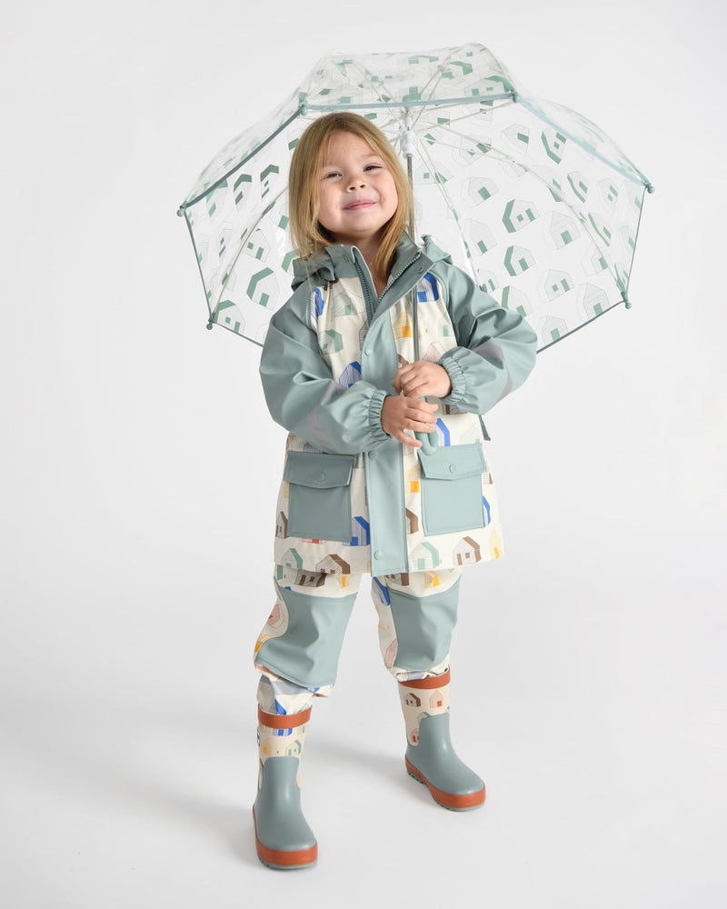 7AM - Rainwear Jacket Apparel & Accessories Rainy Houses Teal 18 - 24M