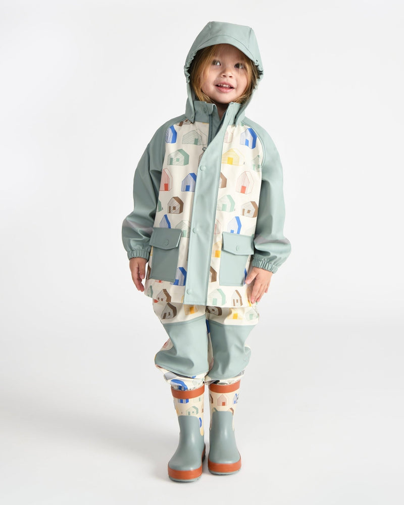 7AM - Rainwear Jacket Apparel & Accessories Rainy Houses Teal 18 - 24M