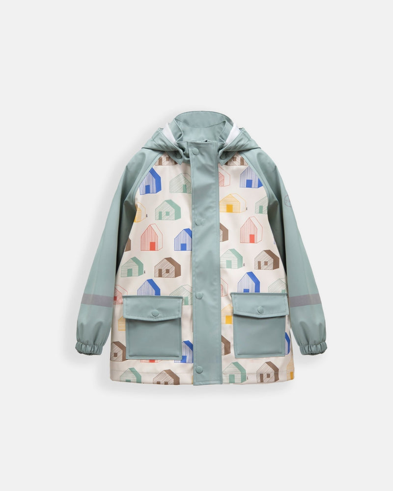 7AM - Rainwear Jacket Apparel & Accessories Rainy Houses Teal 18 - 24M