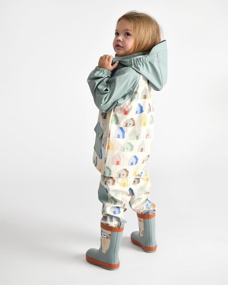7AM - Rainwear Jacket Apparel & Accessories Rainy Houses Teal 18 - 24M