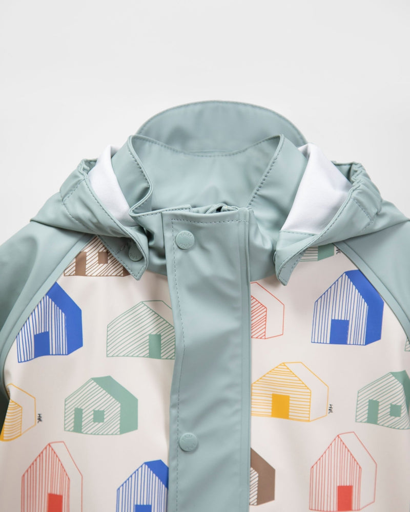7AM - Rainwear Jacket Apparel & Accessories Rainy Houses Teal 18 - 24M