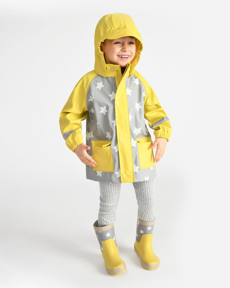 7AM - Rainwear Jacket Apparel & Accessories Rainy Stars Yellow 2 - 3T