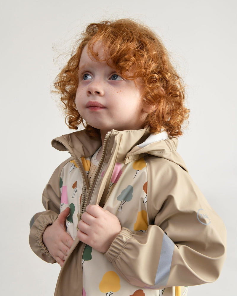 7AM - Rainwear Jacket Apparel & Accessories Rainy Trees Beige 18 - 24M