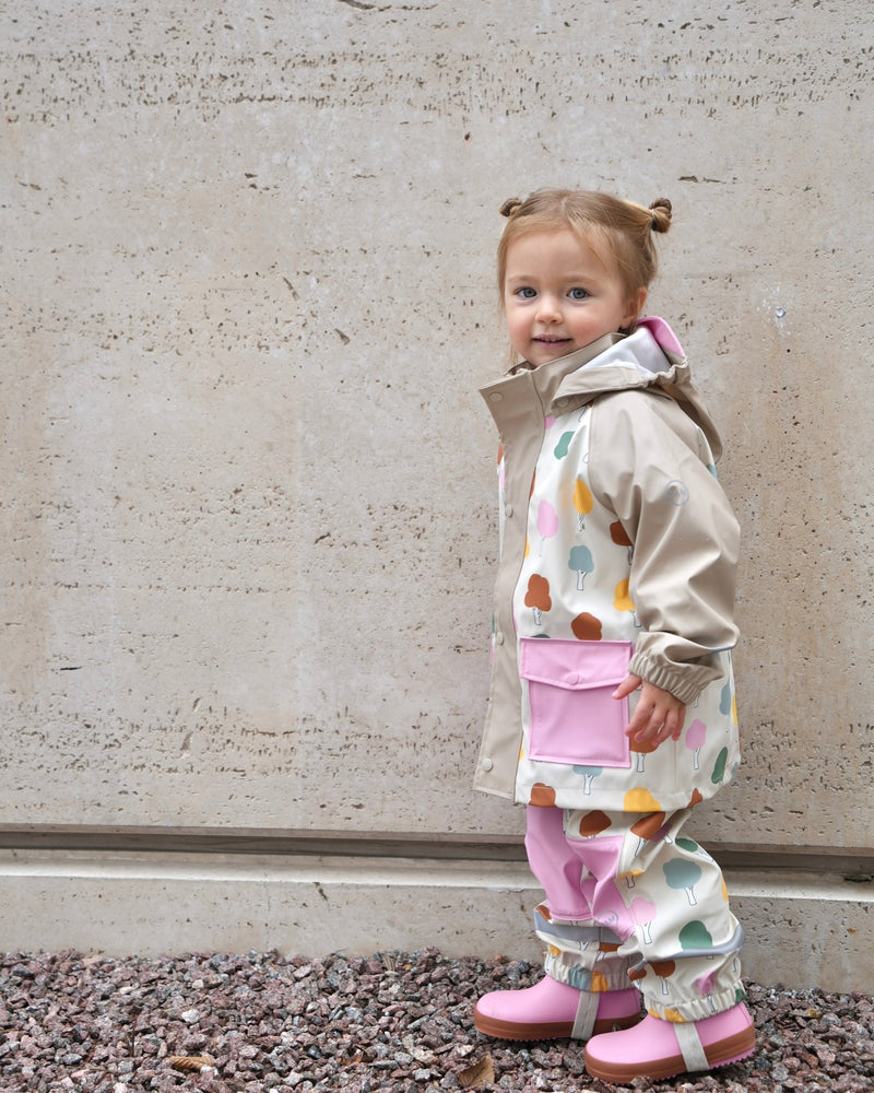 7AM - Rainwear Jacket Apparel & Accessories Rainy Trees Beige 18 - 24M