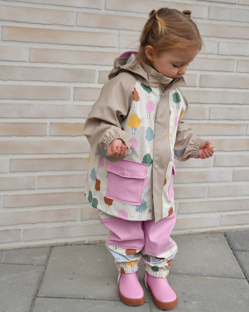 7AM - Rainwear Jacket Apparel & Accessories Rainy Trees Beige 18 - 24M