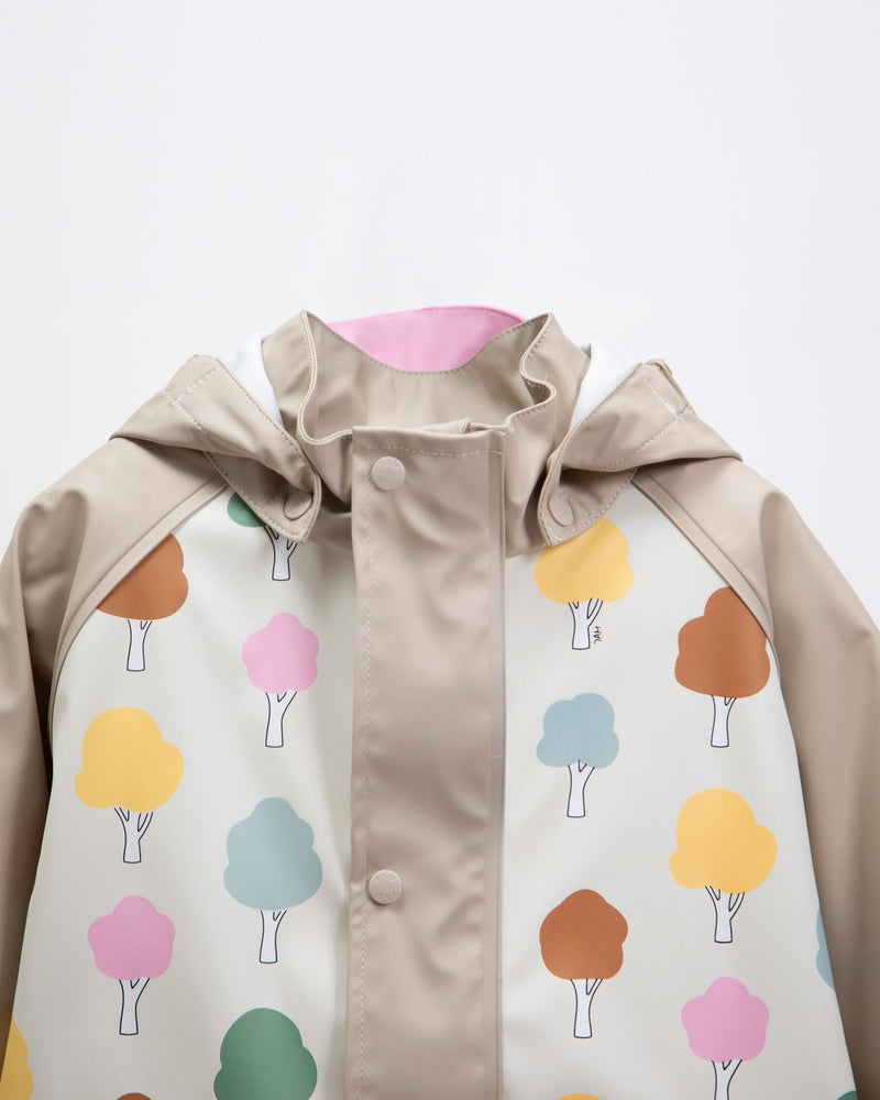 7AM - Rainwear Jacket Apparel & Accessories Rainy Trees Beige 18 - 24M