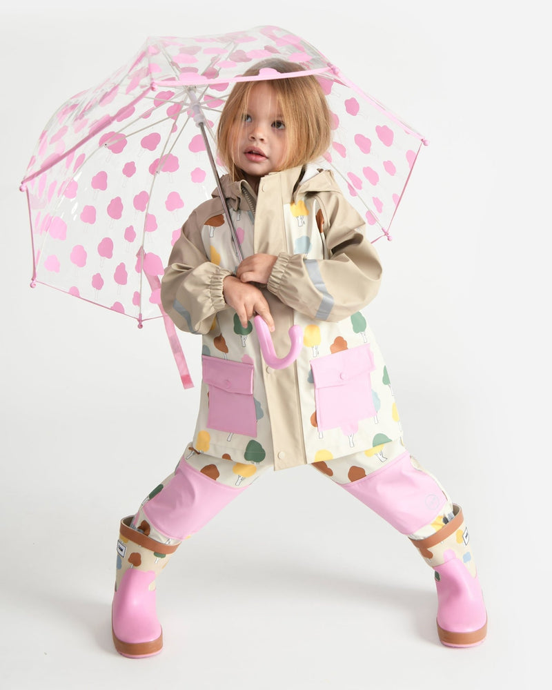 7AM - Rainwear Jacket Apparel & Accessories Rainy Trees Beige 18 - 24M