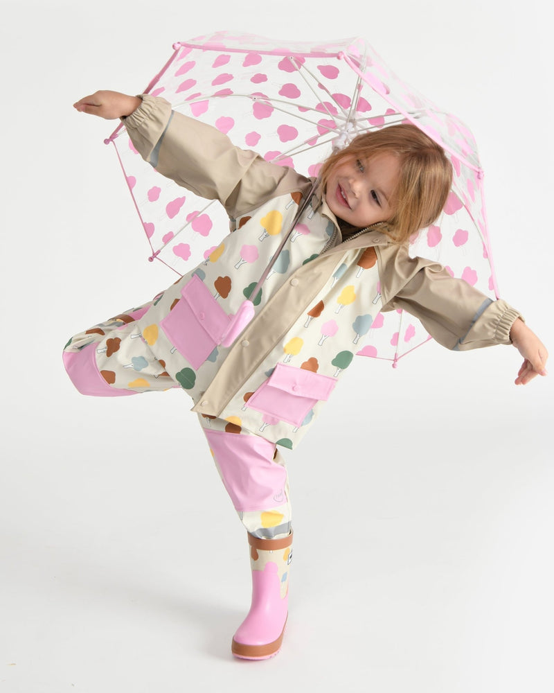 7AM - Rainwear Jacket Apparel & Accessories Rainy Trees Beige 18 - 24M