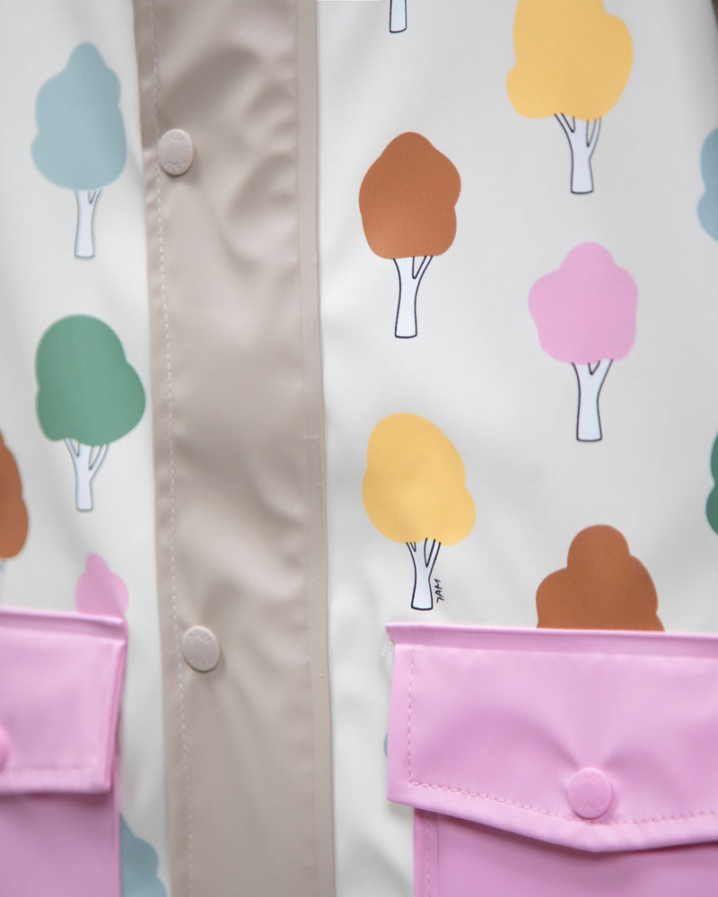 7AM - Rainwear Jacket Apparel & Accessories Rainy Trees Beige 18 - 24M