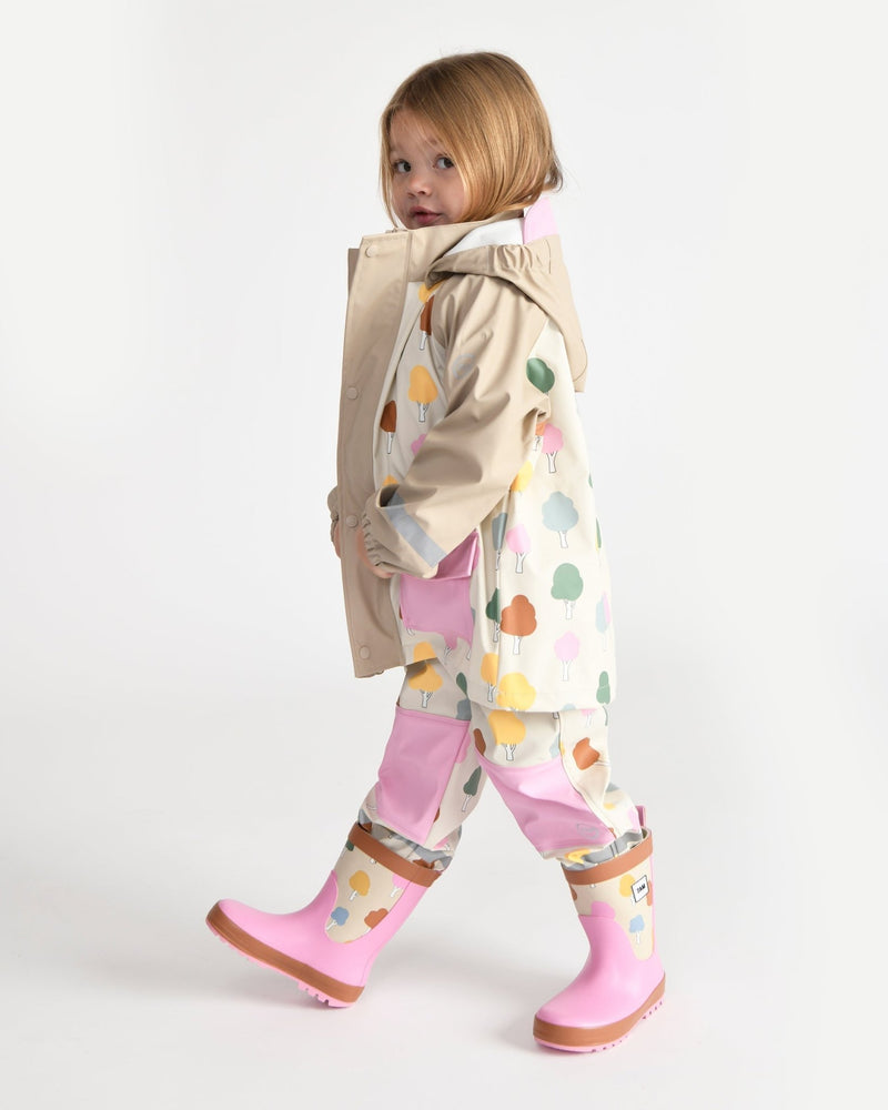 7AM - Rainwear Jacket Apparel & Accessories Rainy Trees Beige 18 - 24M