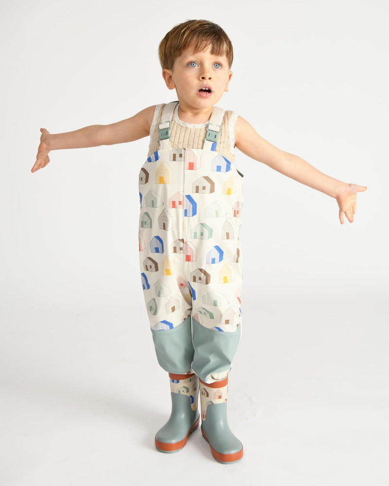 7AM - Rainwear Suspender Pants Mother & Baby Print tree Beige