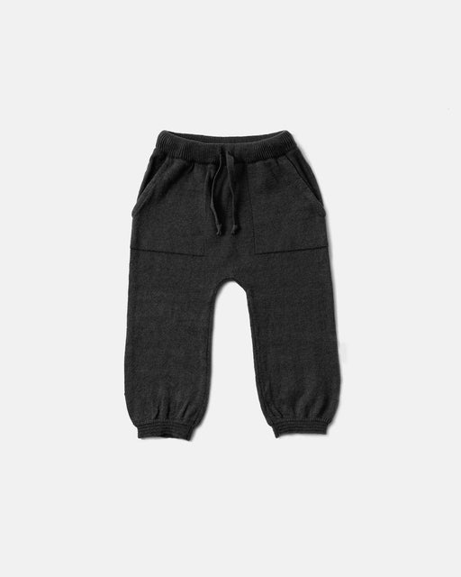 7AM - Ribbed Joggers - Chunky Mother & Baby Black Melange 12 - 18M