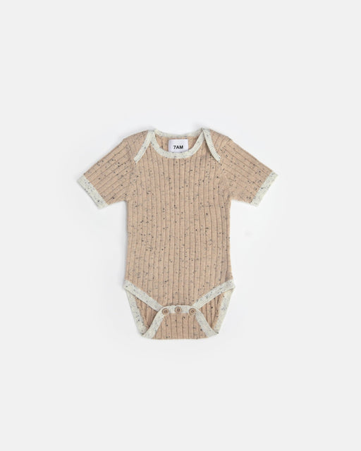 7AM - Short Sleeve Bodysuit - Hug Me Apparel & Accessories Oat 12 - 18M