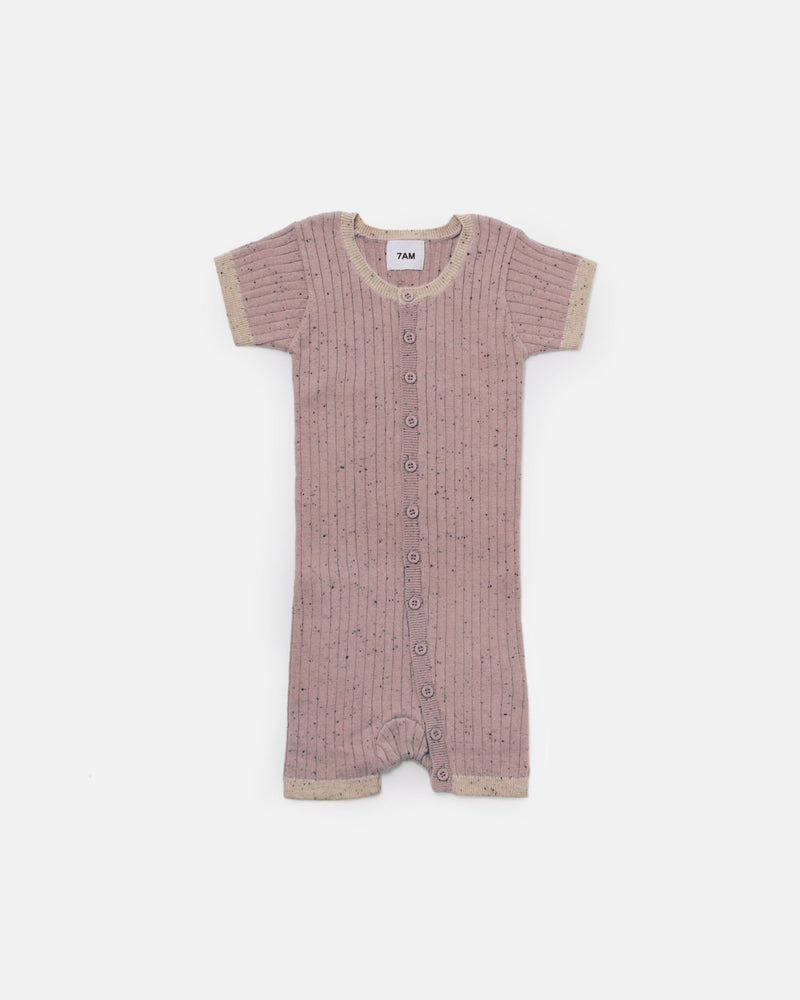 7AM - Short Sleeve Romper - Hug Me Apparel & Accessories Ash Rose 3 - 6M