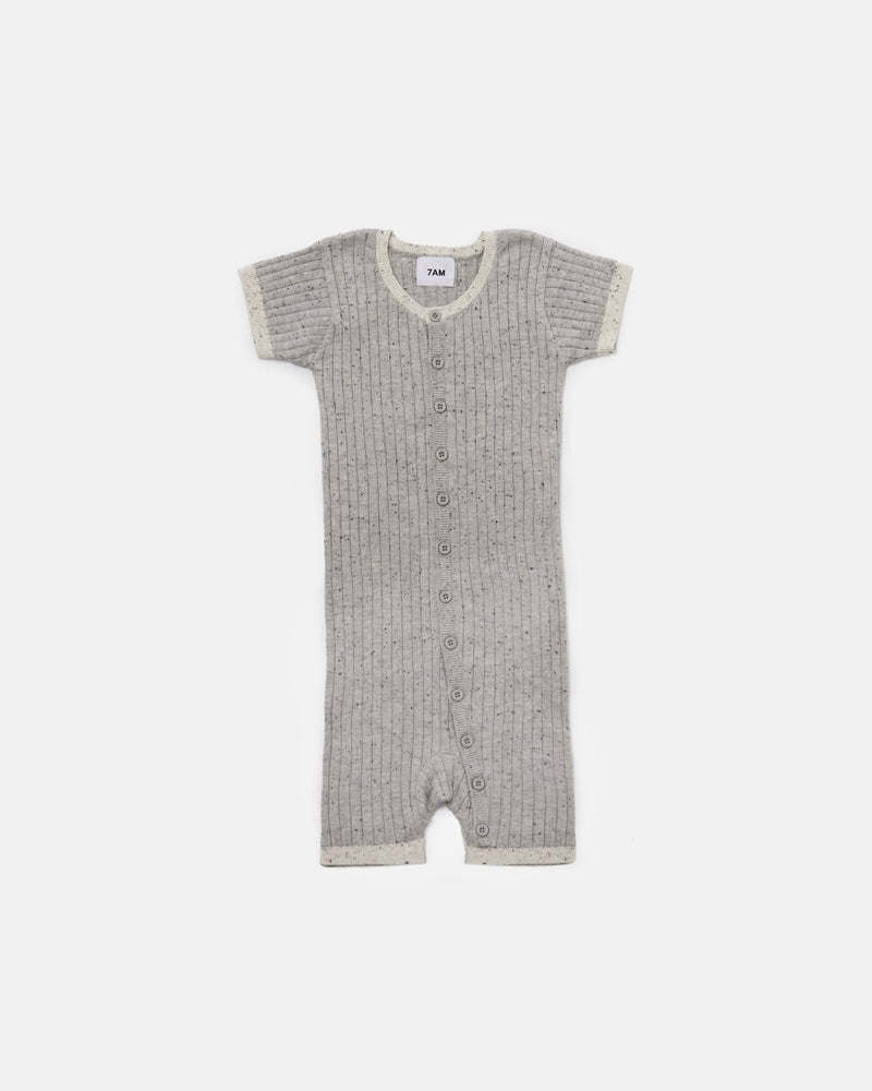 7AM - Short Sleeve Romper - Hug Me Apparel & Accessories Heather Grey 3 - 6M