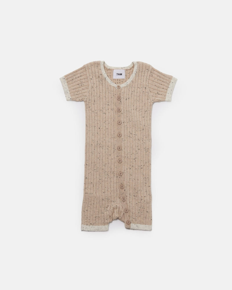 7AM - Short Sleeve Romper - Hug Me Apparel & Accessories Oat 3 - 6M