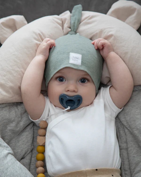 7AM - Top Knot Hat - 2 pack Mother & Baby Light Grey/Dark Grey 0 - 3M