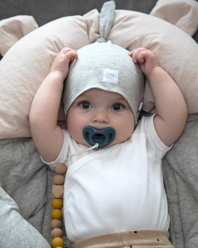 7AM - Top Knot Hat - 2 pack Mother & Baby Light Grey/Dark Grey 0 - 3M