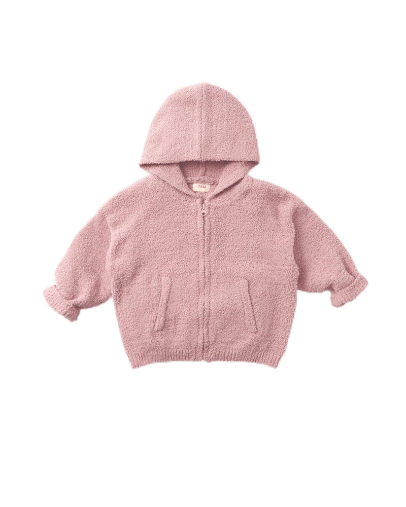 7AM - Zip Up Hoodie - Fuzzy Mother & Baby Ash Rose 1 - 2T