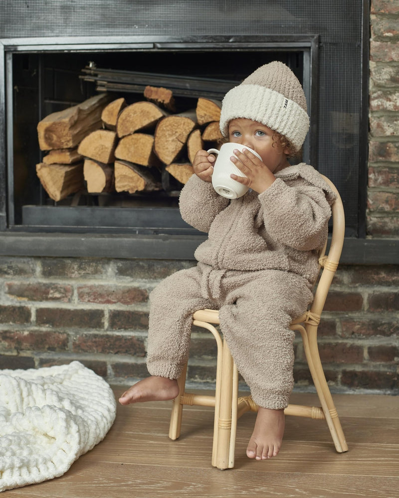 7AM - Zip Up Hoodie - Fuzzy Mother & Baby Taupe 1 - 2T