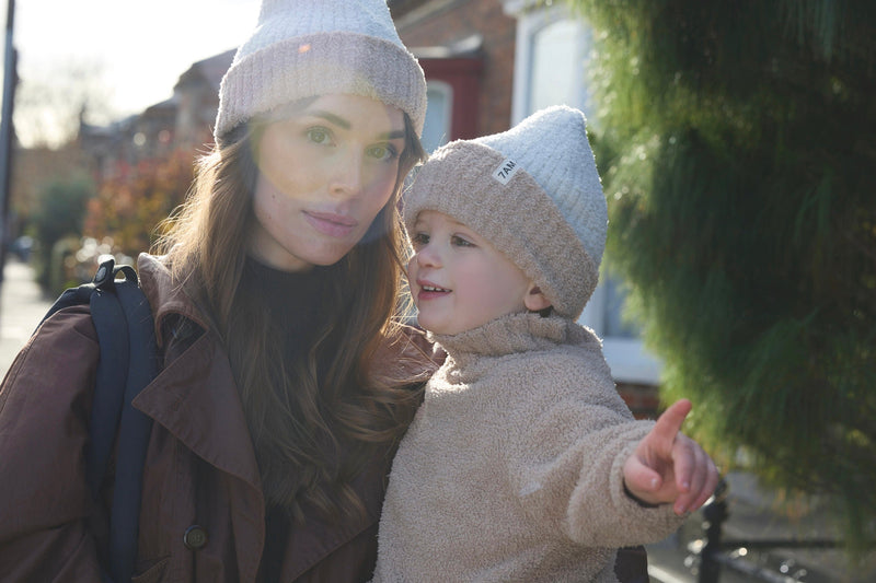 7AM - 2 - Tone Ribbed Beanie - Fuzzy