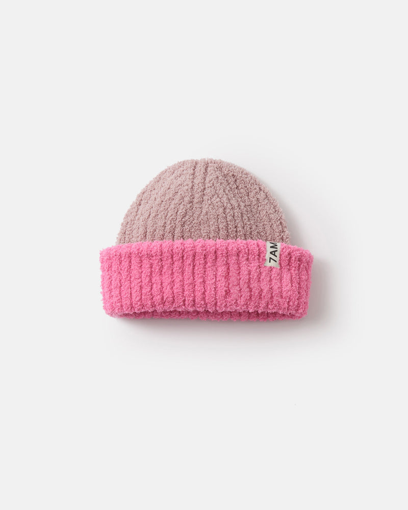 7AM - 2 - Tone Ribbed Beanie - Fuzzy