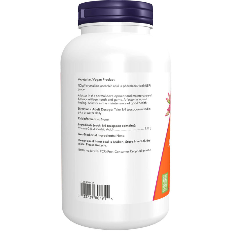 Now - Vitamin C Pure Powders - Ascorbic Acid (100% Pure Vitaminc) Pwd 454 g