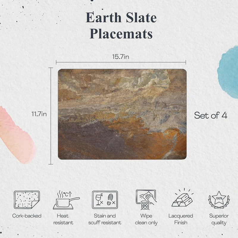 Pimpernel - Earth Slate Place Mats (Set of 4)