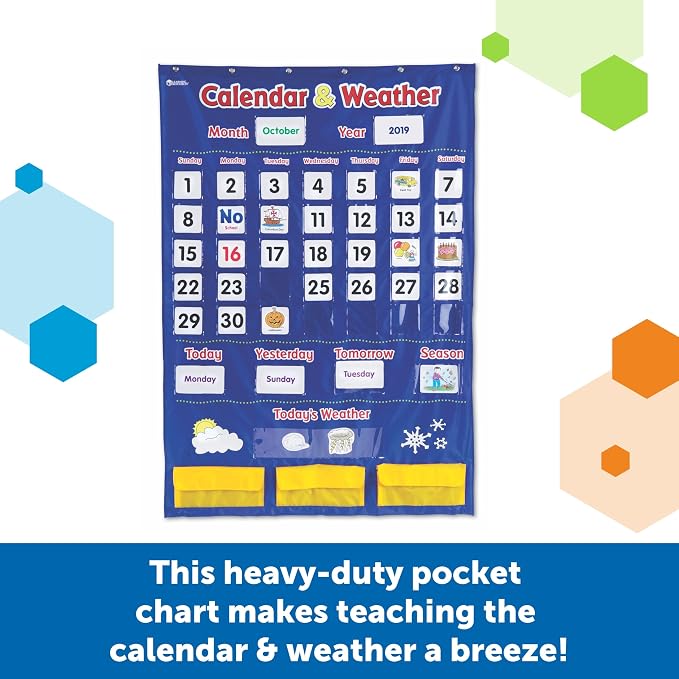 Learning Resources - Calendar and Weather Pocket Chart - Classroom Organization