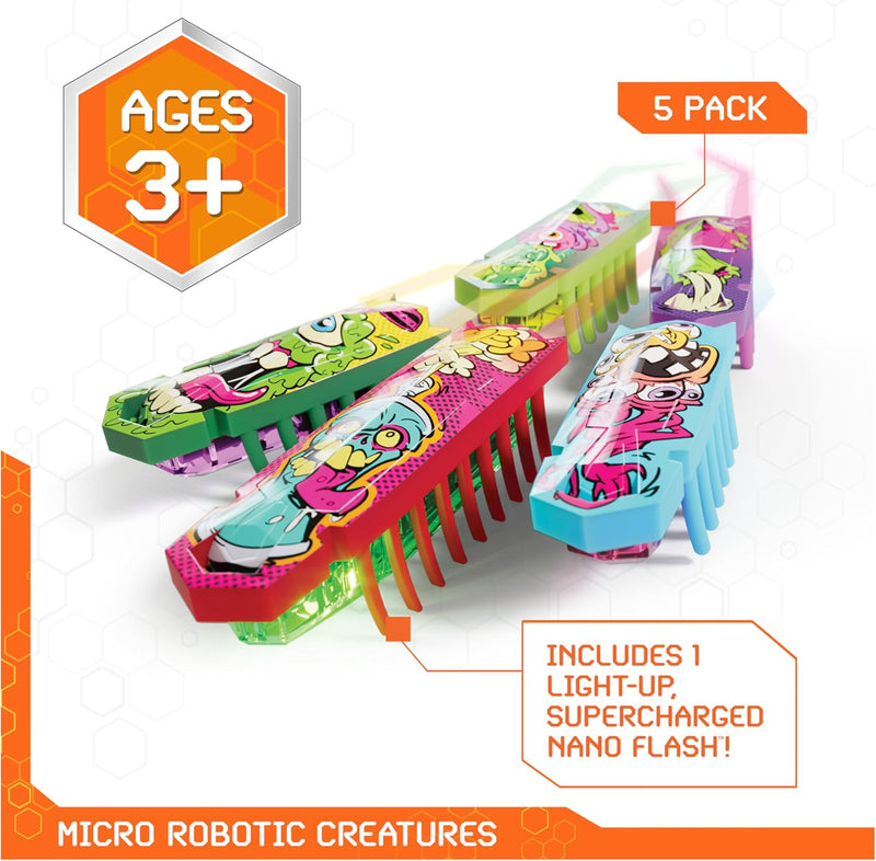 HEX BOTS - Nano 5 Pack, 4 Mini Bots with Bonus Flash Bot