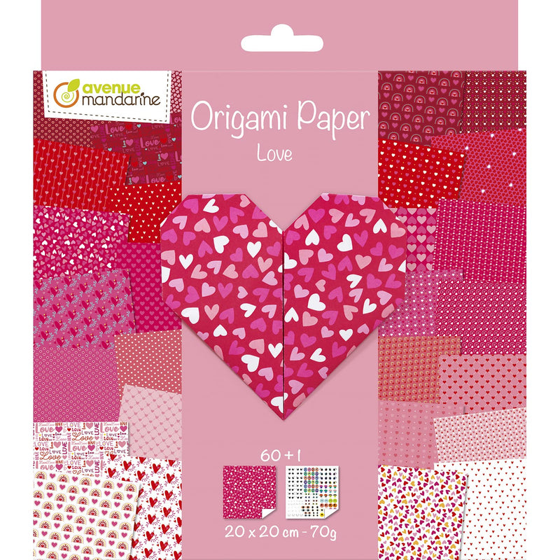 Avenue Mandarine - Origami Kit - Love | 60 Sheets / 20 x 20 cm / 7.9 x 7.9 in