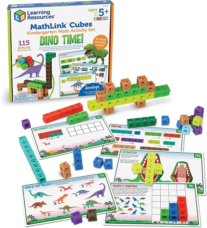Learning Resources - Mathlink Kindergarten Math Activity Set - Dino Time!