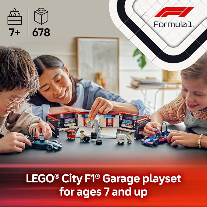 LEGO - 60444 - City - F1 Garage & Mercedes AMG & Alpine Cars - 678 Pc