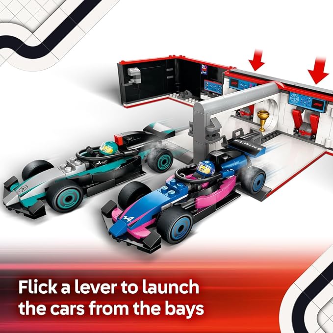LEGO - 60444 - City - F1 Garage & Mercedes AMG & Alpine Cars - 678 Pc