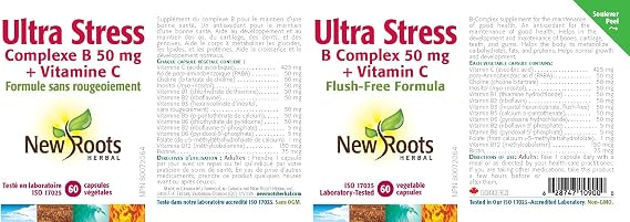 New Roots Herbal - Ultra Stress B Complex 50MG Vitamin C 60 Capsules