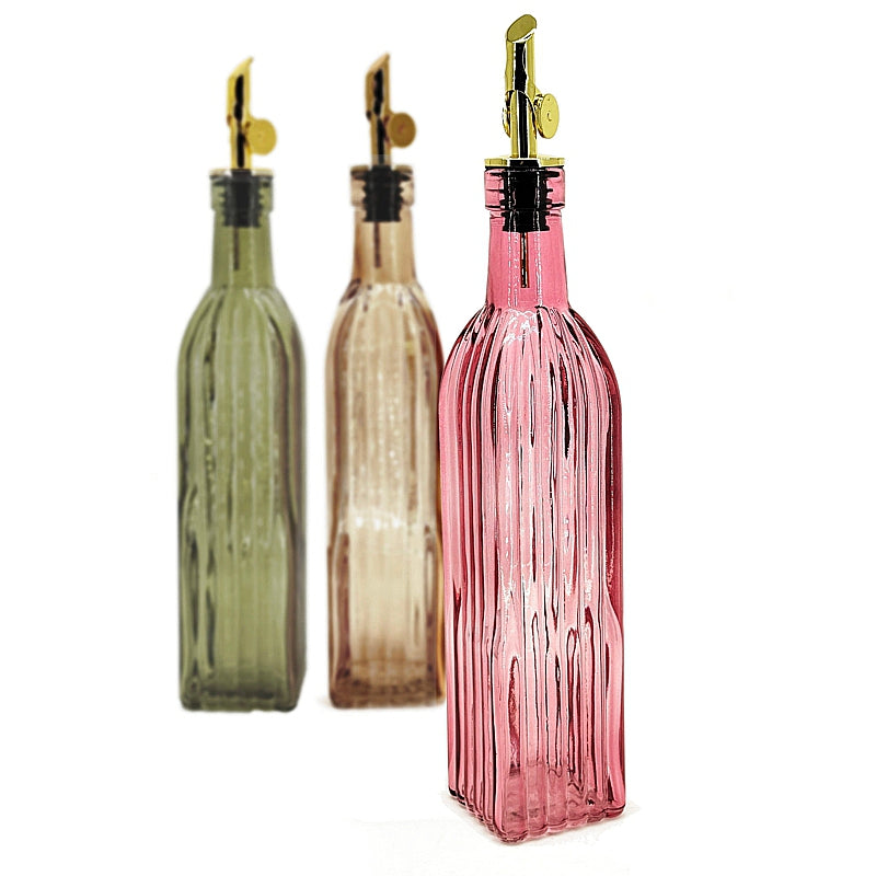 Natural Living - Glass Oil & Vinegar Bottle - Pink — glass bottle colour collection; other bottles sold separately.