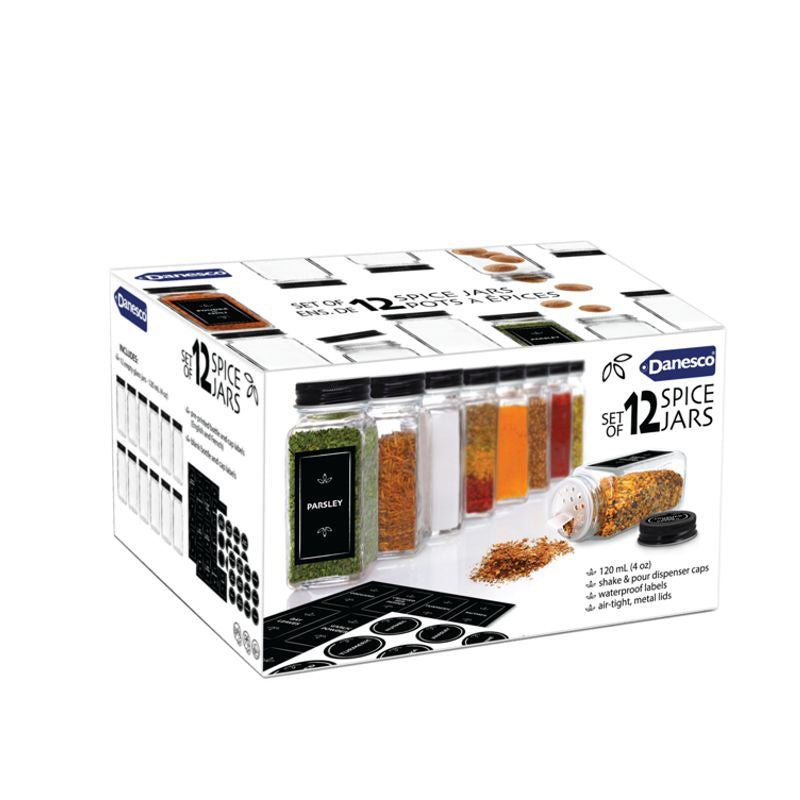 Danesco - Spice Jars and Labels - set of 12