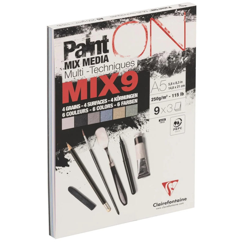 Clairefontaine - Paint'On Drawing pad Mix 27S (9X3S) Ass.A5 250g