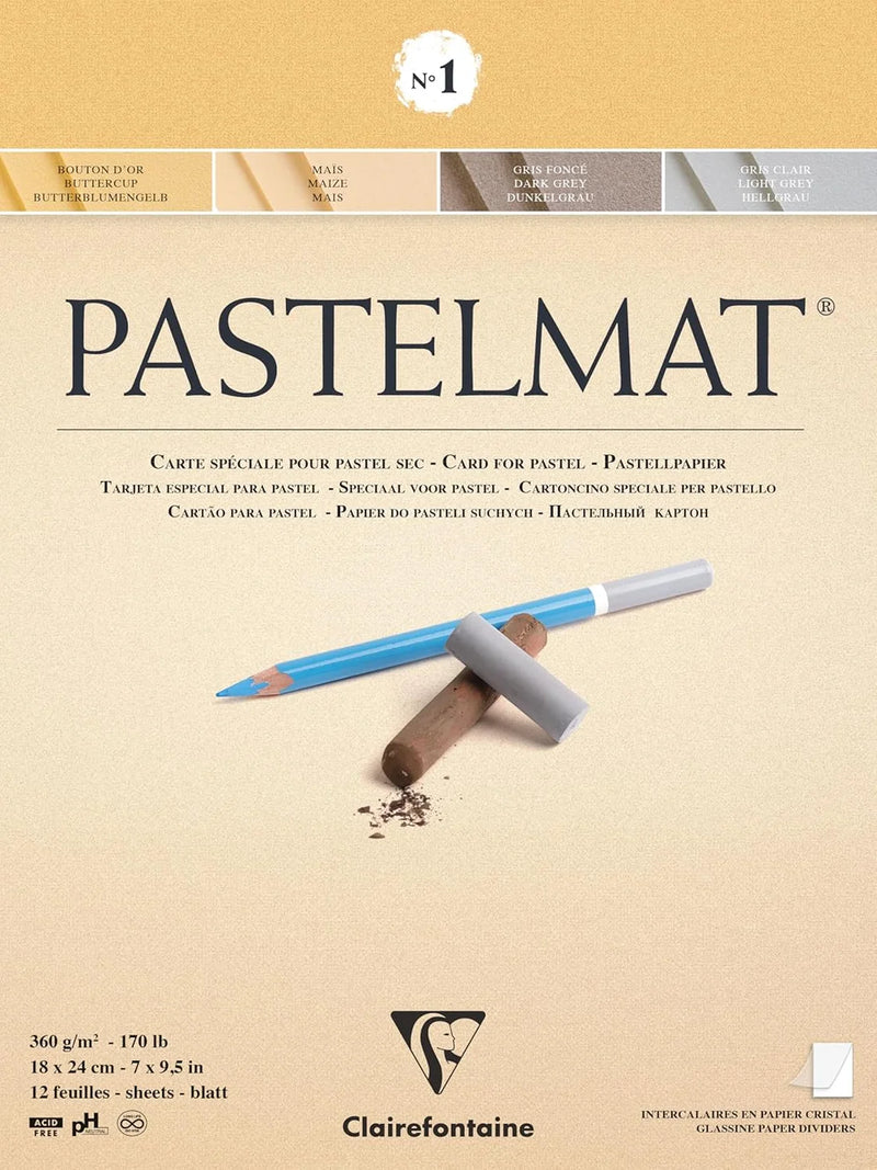 Clairefontaine - Pastelmat Pad N°1 360g Assorted 12 Sheets 7.1x9.45in