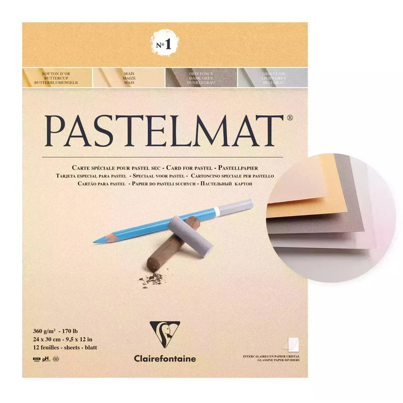 Clairefontaine - Pastelmat Pad N°6 360g  Assorted  12 Sheets 9.4x11.8in