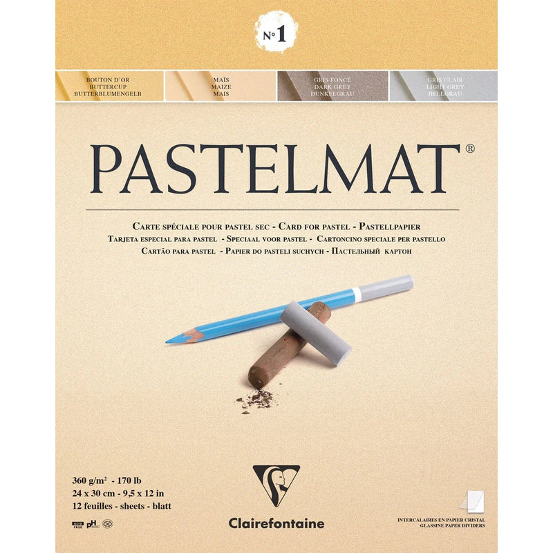 Clairefontaine - Pastelmat Pad N°6 360g  Assorted  12 Sheets 9.4x11.8in